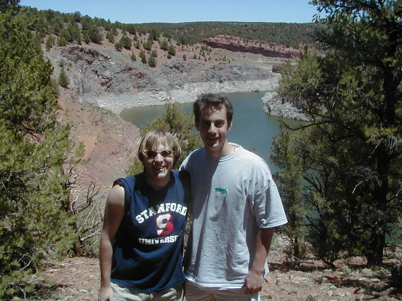John and Jon Mills above a lake/reservoir in Blue Canyon.